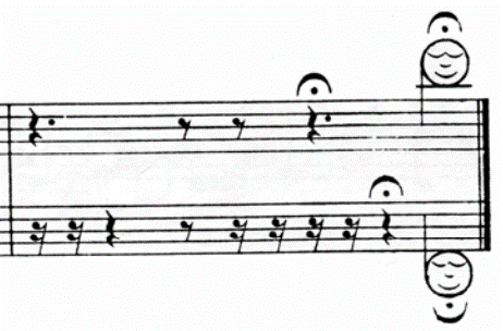 シュルホフ作曲：未来にて（『５つのピトレスク）よりの楽譜（一部）