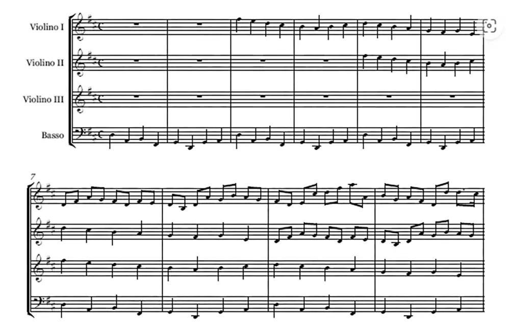 「パッヘルベルのカノン」の楽譜