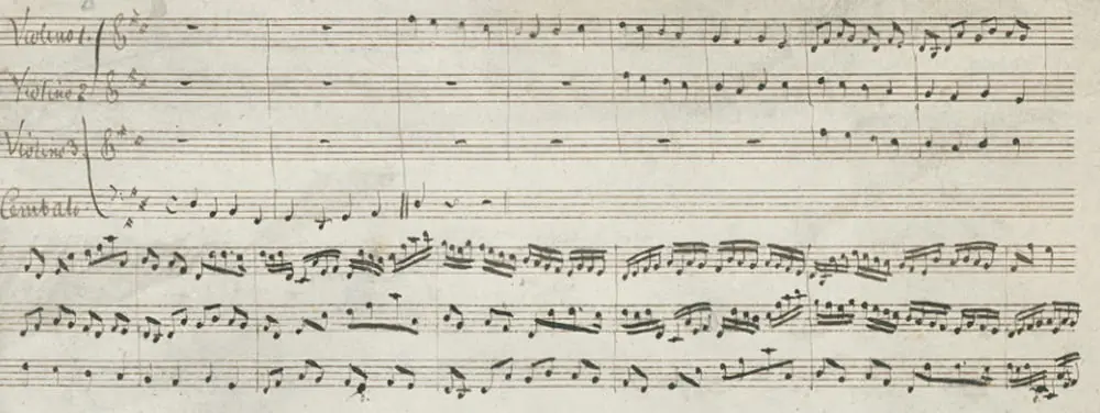 「パッヘルベルのカノン」を手書きした19世紀の楽譜